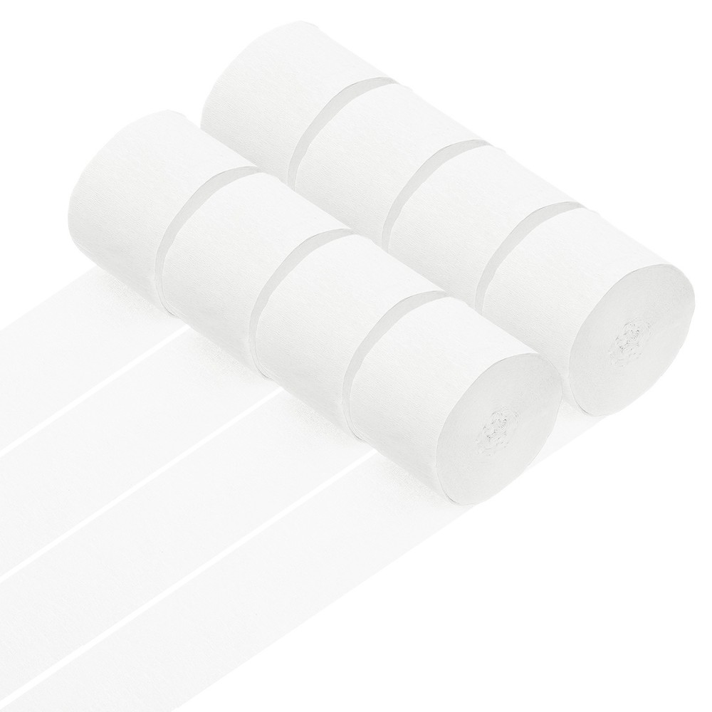 8 Rolls Crepe Paper Streamers 656ft Rainbow Streamers, White
