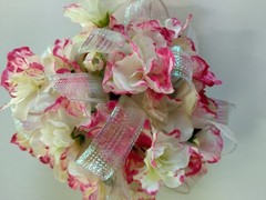 Hand Made wrist Corsage and boutonniere Set African violet blossoms