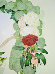 Wedding Arch Artificial Flowers Kit (Pack of 2)- Burgandy Blush White Roses