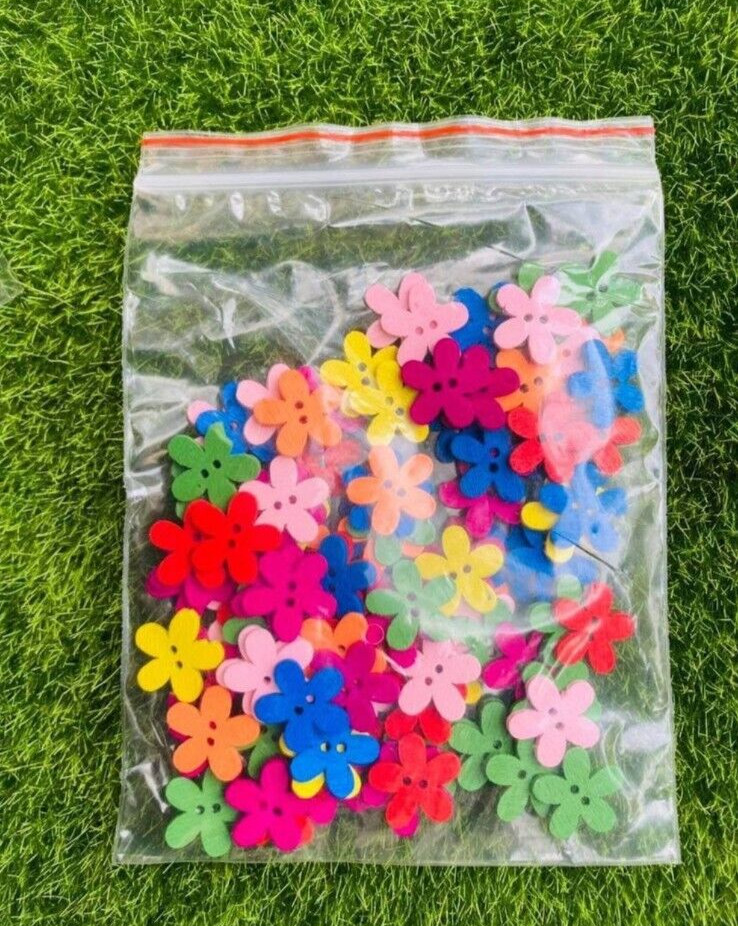50 pcs New Small Wooden Handmade Flowers Mixed Color Wedding Deco Free Shipping