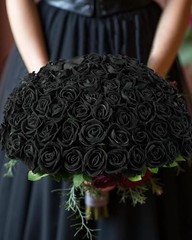 50pcs Artificial Roses Flowers in Bulk,Velvet Fake Rose with Long Stem Black