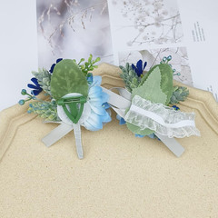 MAFELOE 2 Pieces Artificial Wrist Corsage Boutonniere Set, Grooms Groomsmen Brid