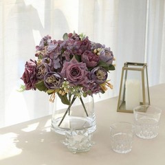 PURPLE 2 Bouquets 12″ SILK FLOWERS Assorted Artificial Floral Bushes Party