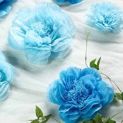 24 pack 7″ 9″ 11″ Periwinkle and Turquoise Tissue Paper Peony Flowers Backdrop