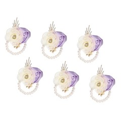 Rose Wrist Corsage, 6Pcs Wrist Corsage Bracelets Flower Wristlet, Lavender