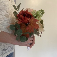 Beautiful Bridal Wedding Bouquet Budget Handmade Faux Floral Red Pink White