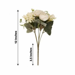 IVORY 2 Bouquets 12″ SILK FLOWERS Assorted Artificial Floral Bushes Party Events