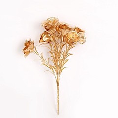 GOLD 2 Metallic 17″ Artificial Rose FLOWER Bouquets Party Events Decorations