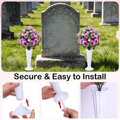 IDMOP Artificial Cemetery Flowers Set 2PCS Memorial Grave 2 Bouquets, Purple
