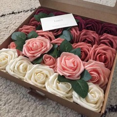 10/25/50Pcs Artificial Rose Flowers Foam Fake Faux Flowers Roses for DIY Wedding