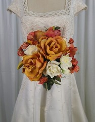 Rose, Peaches and Cream Faux Silk Bridal Bouquet