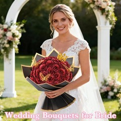 Waipfaru Glitter Roses Bouquet, DIY Fake Flowers Birthday 36pcs, Red