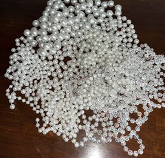 8 White Clear Bead Cord Chain Garland Holiday Comunion Party Decor Wedding Lot