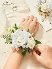 Elegant White Rose Corsage & Boutonniere Set – Perfect for Prom, Wedding, Homeco