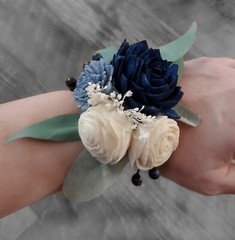 Dusty Blue Bridal Bouquet Navy Sola Wood Wedding Flowers Eucalyptus Bridesmaid