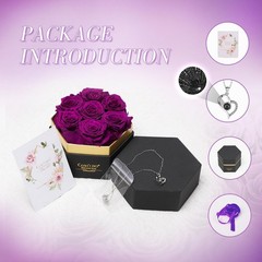 Preserved Roses Flowers for Delivery 7 Pcs, Mothers 7 Roses, Purple