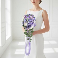 Lavender Cascading Floral Arrangement Maintenance Effortless Lavender Wedding