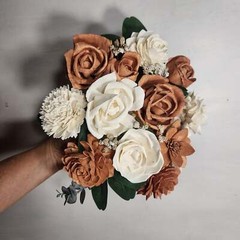 Rose Gold Ivory Sola Wood Bridal Wedding Bouquet Accessories