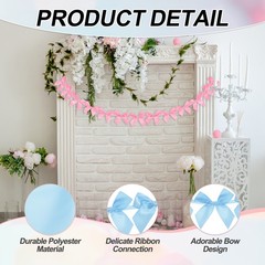 1 String of 13 PCS Sky Blue Bow Garland Banner Decoration Party Bow