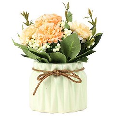Artificial Hydrangea Bouquet with Small Ceramic Vase Fake Silk Variety Pink