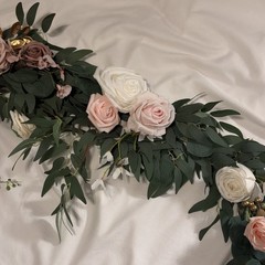 LING’S MOMENT WEDDING GARLAND 9ft, Dusty Rose, Cream, White, Pastel Pink, Gold