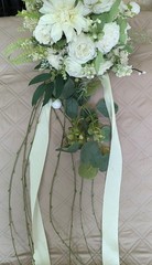 Cascade Ivory/White Bridal Bouquet Artificial Silk Foam Flowers