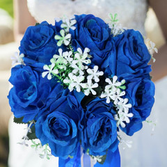Small Bridal Flower Wedding Bouquets for Bride Bridesmaid Blue Toss Rose