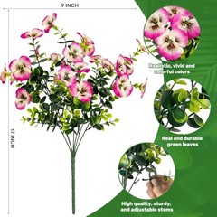 17 Inch Artificial Faux Pansy Flowers for Outdoor,Fake Pansies Flowers with