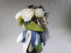 Bridal Bouquet 12 Inch Cascading Wedding Bouquet, Blue – WITH DEFECTS
