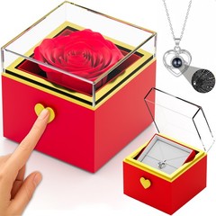 Preserved Roses Necklace Box – Birthday Gifts For Women,Gifts Wife, Black