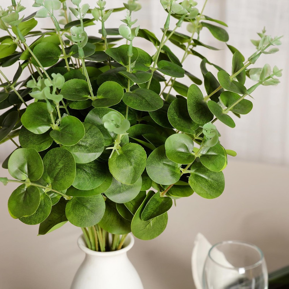 6 Bushes 19″ Light Green Eucalyptus Artificial Greenery Wedding Party Bouquets