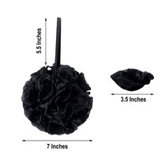 2 BLACK 7″ Silk Roses Flowers Kissing Balls Wedding Party Events Centerpieces
