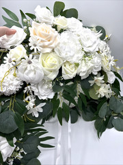Artificial Arch Flowers Kit, 2Pcs Artificial Flower Arch Decor 2 Drapes Ivory