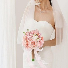 12inch Silk Roses Bridesmaid Wedding Bouquet for Wedding Ceremony Photo Props
