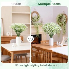 24PCS White Babys Breath Artificial Flowers,11” Elegant Faux 24-Baby Breath