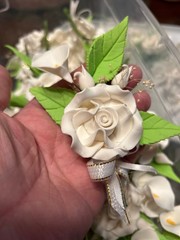 6 Vintage White Corsage Boutonniere Rose Lily Wedding Anniversary Quinceañera