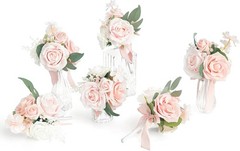 Set of 6 Blush Wedding Centerpieces, Dusty Rose Silk Foam Flowers