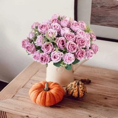 Artificial Flower Ten Head Silk White Rose Bundle Scrapbook Valentine Wedding Ou