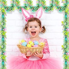 6 Pcs 6.5 ft Easter Metallic Glitter Garlands Easter Mixed Color Chunky