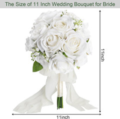 Wedding Bouquet for Bride – Premade Simple Artificial Roses Flowers for Bridal S