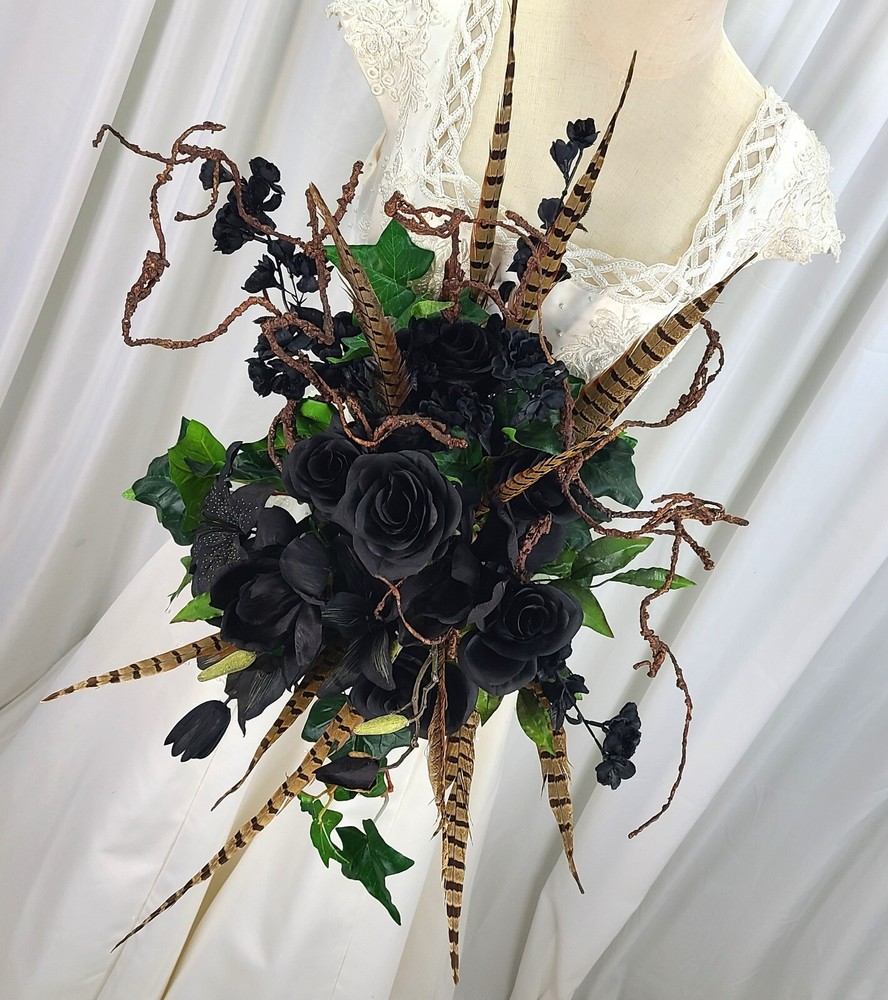 Dark as Night Goth Faux Silk Wedding Bouquet