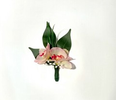 Silk Orchid Pin Boutonniere Groom Best Man Prom Wedding Quinceanera Corsage