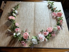 Pink And White Silk Flower Garland 7ft