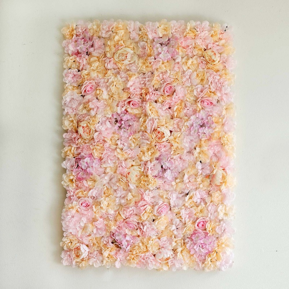 13 sq ft Champagne Pink Assorted Silk Flowers Wall Backdrop Panels Wedding SALE