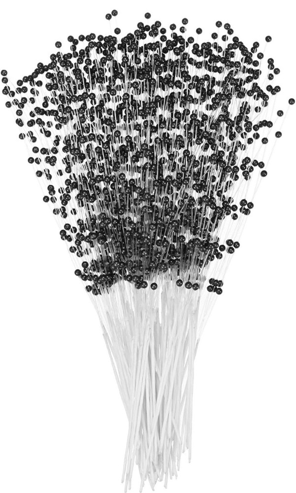 48pcs Beaded Stick Bride Wedding BLACK Pearl Bouquet Party Decoration Decor
