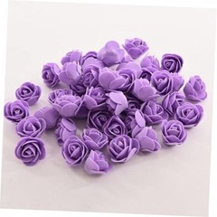 Mini Fake Roses Artificial Flowers 100 PCS 3.5cm Red Foam Rose Head for Purple