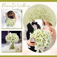 48 Pcs Ranunculus Artificial Flower,Real Touch Peonies Artificial White,green