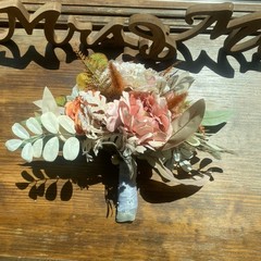 Bridal Wedding Bouquet Budget Friendly Handmade Faux Flowers White Pink Orange