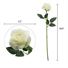Artificial Silk Rose Flower Bouquet Lifelike White Fake Rose for Off White