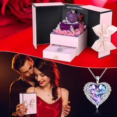 Suturun Preserved Real Roses for Her,Eternal Rose with Purple